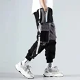 thumbnail image 5 of Pantalones cargo ajustados blancos de otoño para hombre, pantalones negros para hombre, pantalones de trekking de corte regular, pantalones de nailon, ropa técnica de moda de lujo, talla grande, largo, 5 of 5