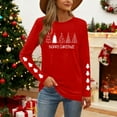 thumbnail image 3 of Christmas Tree Shirt Women Christmas Embroidered Trees Long Sleeve Shirts Gift Xmas Graphic Tee Tops, 3 of 7