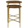 thumbnail image 3 of Tables Gigognes Rondes 2 Pcs, Fer Doré, Bois de Manguier Moderne, Brun Chaud, 3 of 9