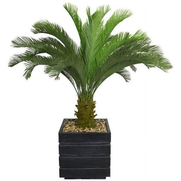 Artificial Real Touch Indoor Outdoor 54" Tall Cycas Palm Tree And 14" Fiberstone Planter
