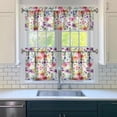 thumbnail image 3 of Country Floral Print Curtains 24" Short - 3 Panel Vintage Farmhouse Set with Bohemian Botanicals, Rod Pocket Window Treatment, 3 of 6