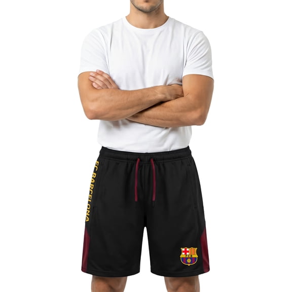 Icon Sports FC Barcelona Athletic Soccer Adult Shorts for Men (Extra Large) Black