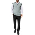 thumbnail image 2 of INSPIRE CHIC Men's Solid Color V-Neck Sleeveless Cable Knitted Sweater Vest XL Light Gray, 2 of 5