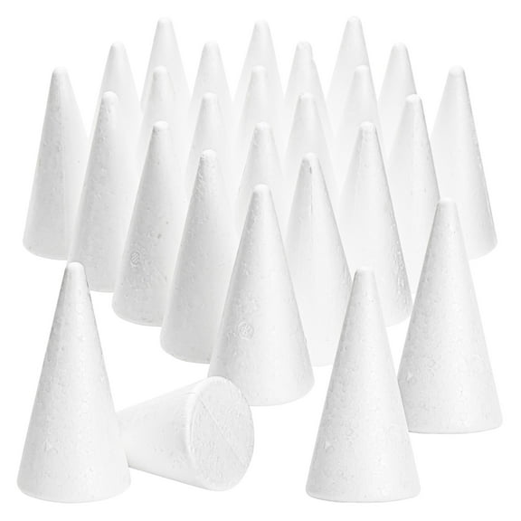 Bright Creations Foam Cones for Crafts - 2 x 4 in, White, 24 Pack - Cone Shapes for DIY Gnome Projects & Floral Foam Arrangements