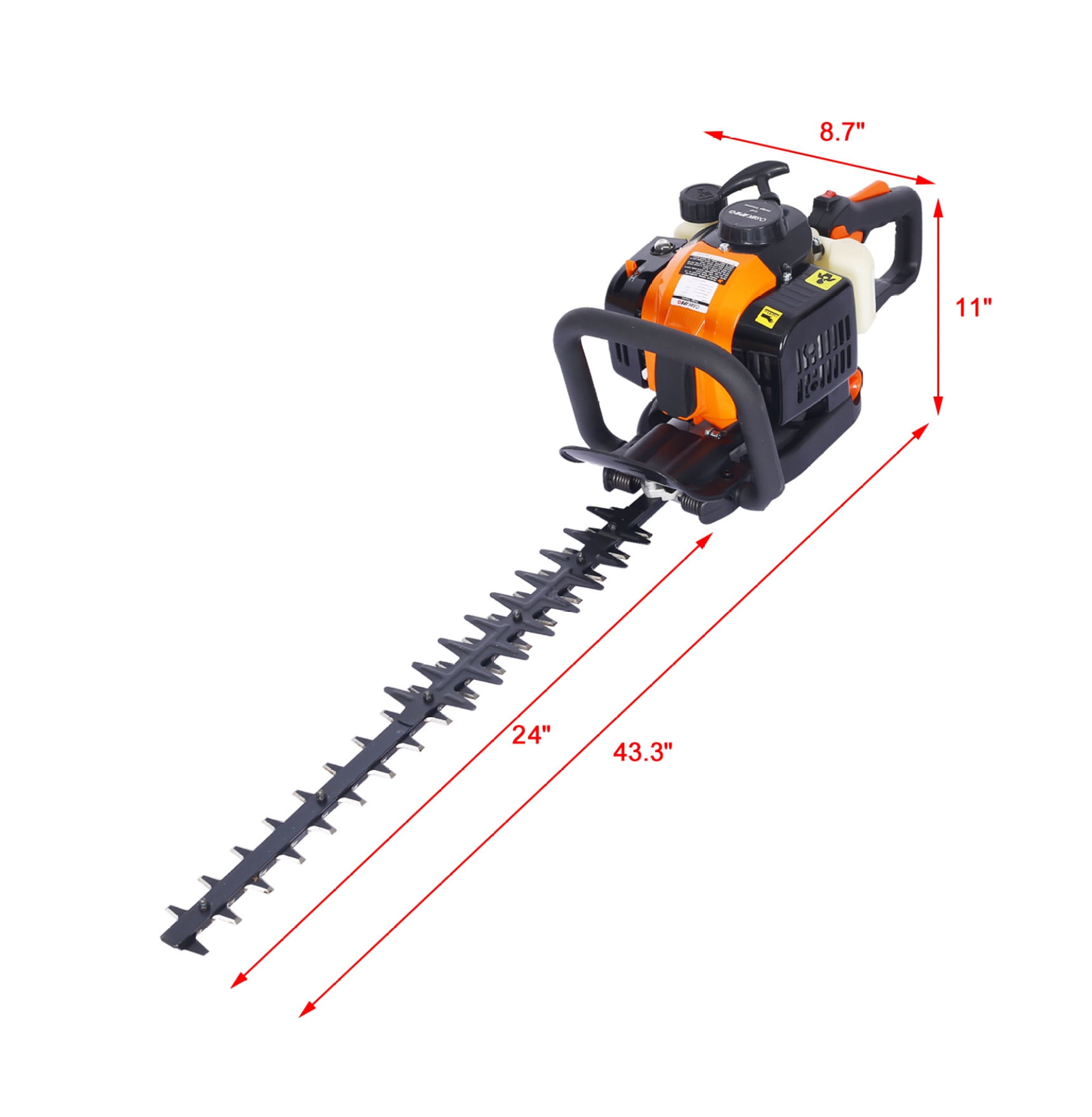 26cc Gas Hedge Trimmer 24 Inch Double Sided - Recoil Start, Lightweight & Low Vibration