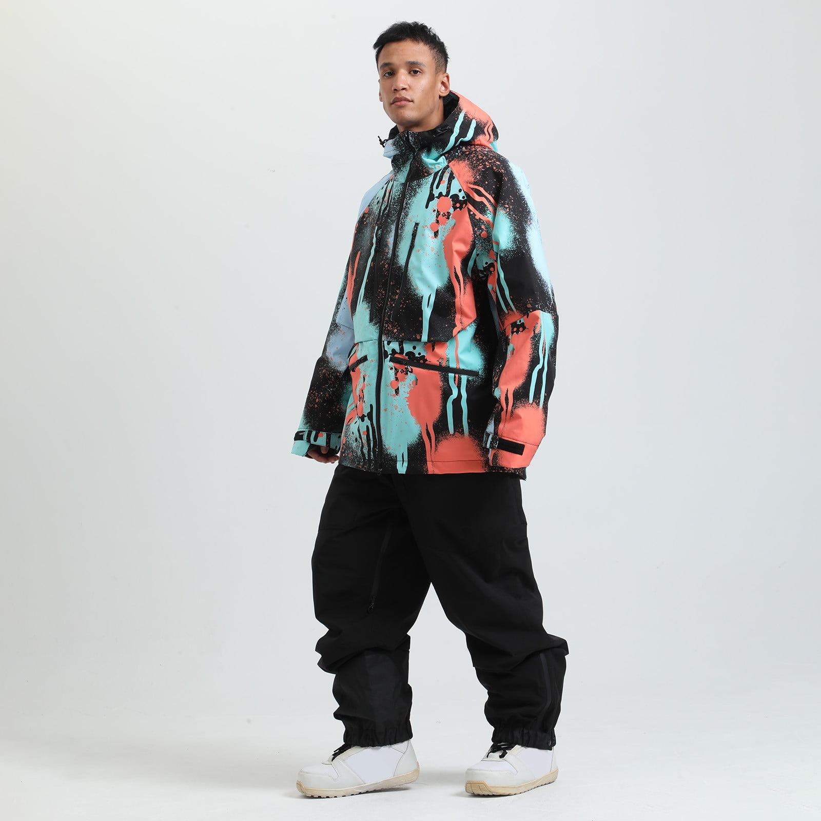 Vibrex Men's Color Printing Winter Windproof Waterproof Snowsuit