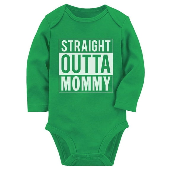 Straight Outta Mommy Infant Funny Cute Unisex Baby Long Sleeve Bodysuit 6M Green