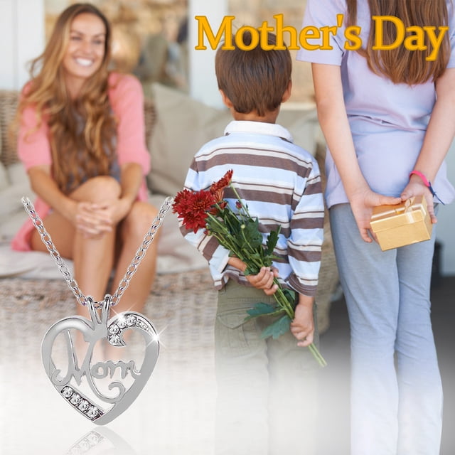 Fiudx Collar de Corazon, Elegante Potro de Aleación, Forma de Corazon de Cristal, Ideal para El Día de La Madre, Accesorio de Moda para Mujer, Incluye 1 Collar, Cadete Ajustable.