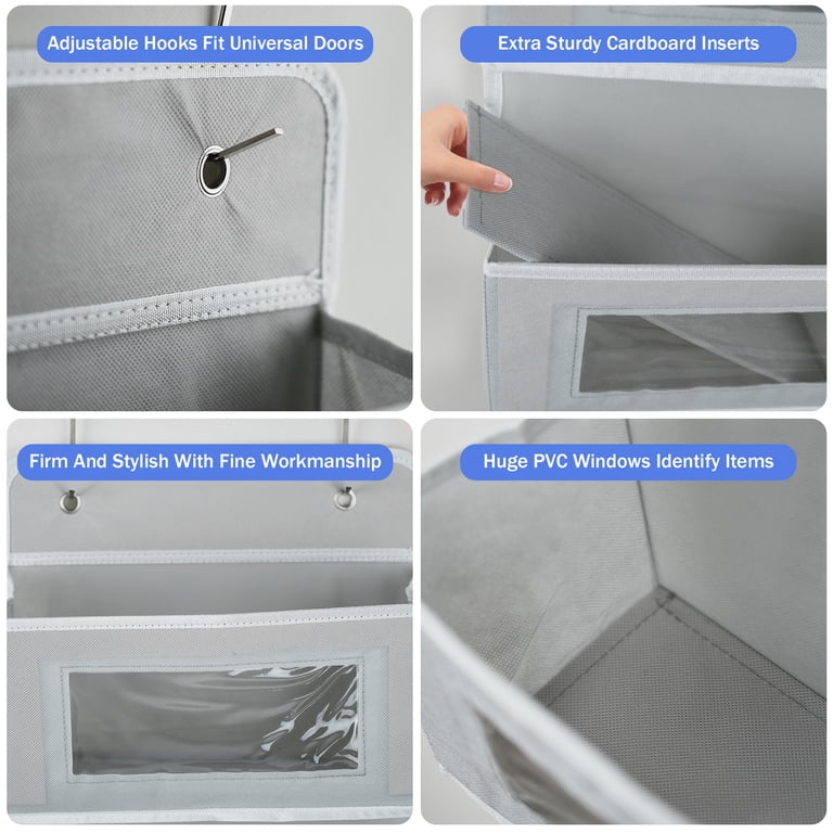 BUSATIA Over the Door Organizer with 4 Clear Shelves, Gray photo 3