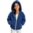 thumbnail image 2 of Lutiedan Zip up Sherpa Jacket for Girls Fuzzy Fleece Hooded Warm Outerwear Lightweight Casual Winter Coat with Pockets Size 5-15,Blue, 2 of 7