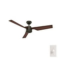 thumbnail image 3 of Hunter 52 inch Outdoor or Indoor Ceiling Fan No Light - Ceiling Fan without Light, For Patio, Porch, Garage, or Living Room, Standard Mount, 3 Blades, Wall Control - Cabo Frio 50258, New Bronze, 3 of 15