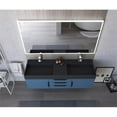 thumbnail image 6 of Amazon 60" Blue Wood Floating Vanity with Black Top and Black Trim, 6 of 11