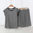thumbnail image 2 of Bovxnpu Women 2 Piece Loungewear Set Beach Vacation Sweatsuit Tracksuit Set Fashion Sleeveless Crew Neck Tank Top Striped Shorts Elastic Cotton Set Summer Outfits, 2 of 6
