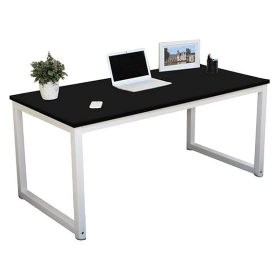 55.1" Computer Desk Wood Office Table, Modern Simple Style PC Laptop Notebook Study Writing Table for Home Office Workstation Black Color