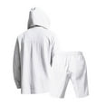 thumbnail image 4 of Ahabrexf Men's Summer Solid Color Casual Long Sleeved Hooded Shorts Pocket Breathable Set, 4 of 6