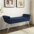 thumbnail image 1 of Inspired Home Turner Velvet Bench Nailhead Trim Acrylic Legs, Navy, 1 of 8