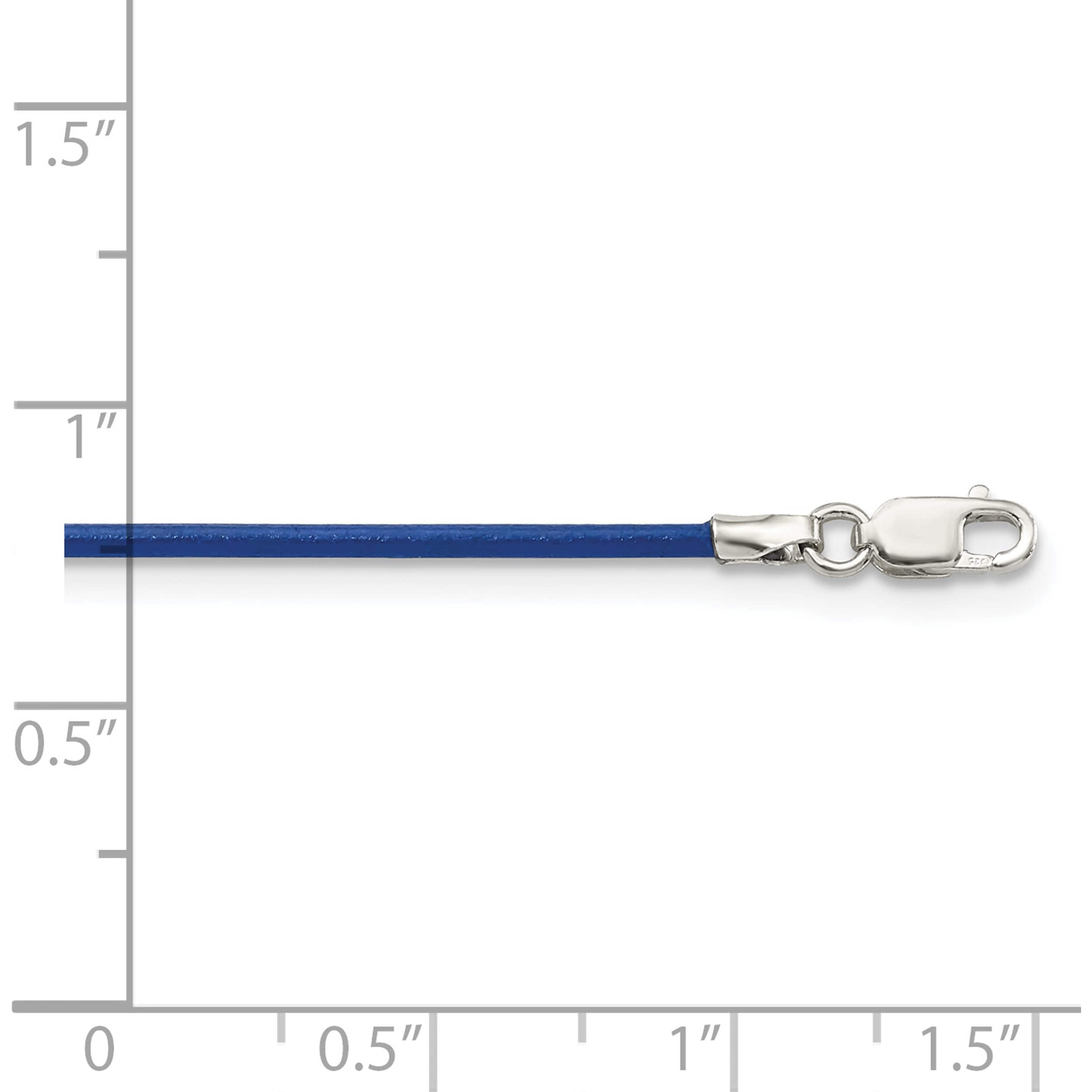 Sterling Silver 16Inch 1.5mm Royal Blue Leather Cord Necklace (16 X 1.5) Made In United States qg1301-16