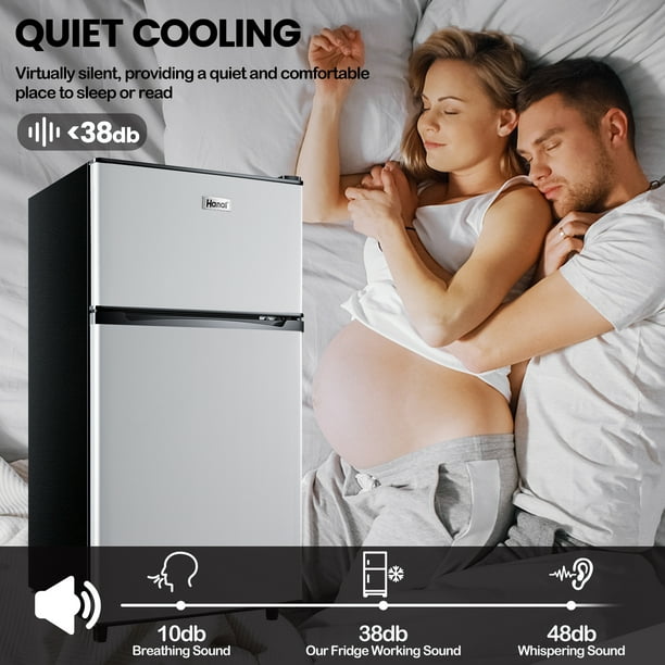 WANAI 3.5 Cu ft Slim & Compact Two Door Mini Fridge-Freezer