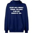 thumbnail image 2 of OXI Hoodie Sweatshirt - Sleep Well Middle Finger, Basic Casual Hoodie for Men's and Women Fleece Hoodie Long Sleeve - Navy Blue Small, 2 of 3