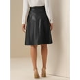 thumbnail image 3 of DARING DIVA Women A-Line High Waist PU Faux Leather Belted Midi Skirt XS Black, 3 of 6