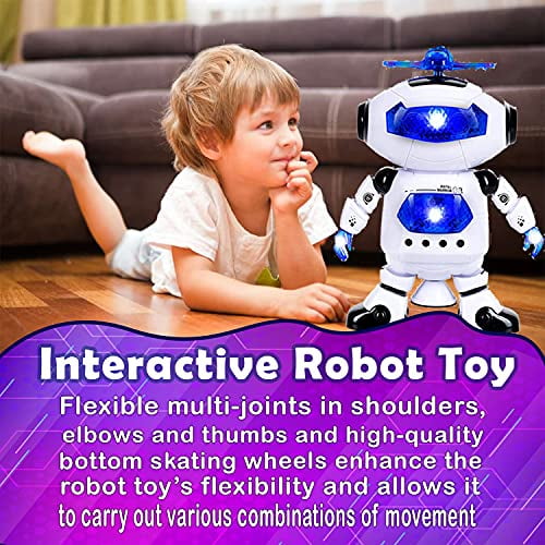 Toysery Walking Robot Toys for Kids 360 Body Spinning Dancing Robot Toy with LED Lights Flashing and Music Smart Interactive Electronic Kids Robot