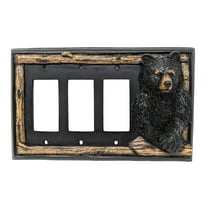 BestGiftEver Triple RockerDecorative Light Switch Cover Plate with Black Bear and Tree Branch Accents - Rustic Electrical Cover Plate for Lodge Cabin House Style Ideal for Wildlife and Nature Lovers