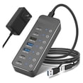 thumbnail image 2 of Powered 7 Port 10Gbps Data USB Hub with Individual Touch On/Off Switches for PC Laptop Desktop ,Powerful Charging, 2 of 5