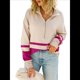 thumbnail image 1 of Suéter de Punto para Mujer, Suéter Extragrande con Media Cremallera y Larga, Sudadera con Capucha y Cremallera de un Cuarto, Otoño Rojo Albaricoque XL, 1 of 10