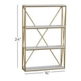 thumbnail image 4 of DecMode 16" x 4" 4-Tier Gold Wall Shelf with White Wooden Shelves, 4 of 12