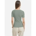 thumbnail image 6 of 3-pack Sage green Women's Summer Scoop Neck Short Sleeve T-Shirts Ribbed Knit Slim Fitted Casual Basic Top, 6 of 6