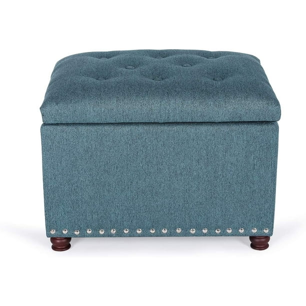 Homebeez Leather Storage Ottoman Folding Upholstered Foot Rest Stool,18