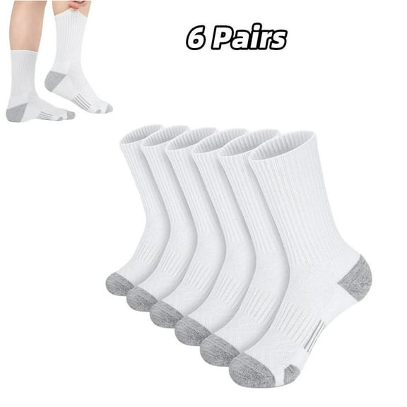 6 Pairs 9-12 Breathable Athletic Socks Elastic Mesh Cushion Running Performance Crew Socks for Men Women Fashion Accessories