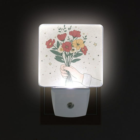 Yayeee LED Night Light for The Home Plug in With Light Sensors 2 Pack, Beige Cute Flower