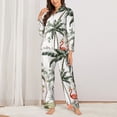 thumbnail image 2 of Fuzoiu Flamingo Palm Trees Print Women's Long-Sleeved Pajama,Lounge Button Down Nightwear,Womens Notch Collar Pajama Set-XX-Large, 2 of 7