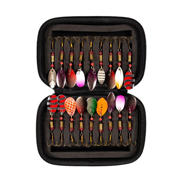 1 juego/18 señuelos giratorios, Señuelos , , Señuelos de trucha, señuelos de lubina, señuelos giratorios, suministros Macarena señuelos de pesca