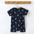 thumbnail image 2 of Zwiiyzr 6M-3T Infant's Summer Romper Boys and Girl Baby Botton Short Sleeve Round Neck Cute Solid Shorts Rompers Dark Blue, 2 of 4