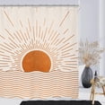 thumbnail image 3 of Abstract Sun Shower Curtain Set 72Wx72H Inches Modern Minimalist Mid Century Aesthetic Mustard Yellow Sunburst Sunrise Simple Polyester Waterproof Cloth Bathroom Curtain with 12 Hooks, 3 of 4