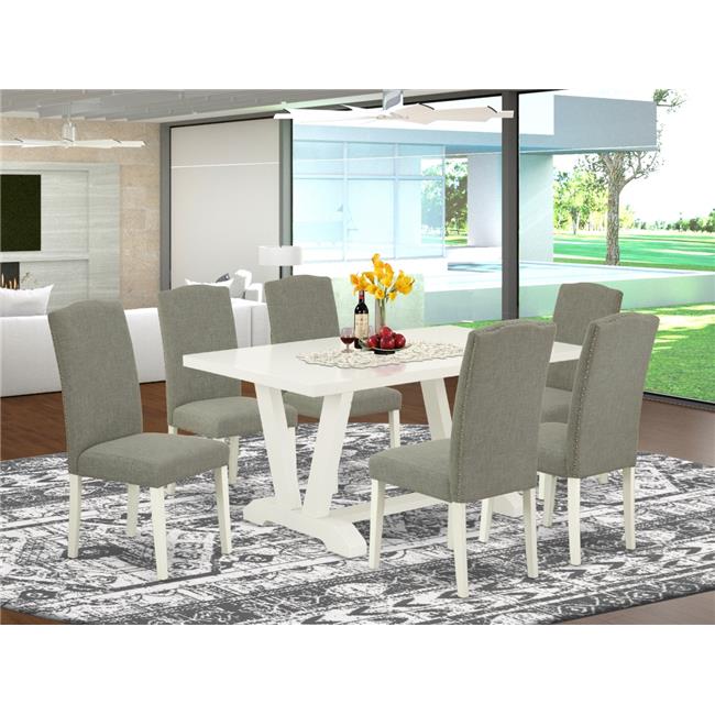 7 Piece VStyle Modern Dining Table Set Dark Shitake