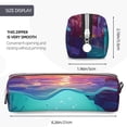 thumbnail image 3 of Cauagu Hawaiian Island Dolphin Print Leather Pencil Pen Case - Stationery Bag Portable Stationery Bag Big Capacity Pencil Pouch Cosmetic Organizer Bag for Men & Women, 3 of 7