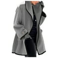 thumbnail image 6 of UJNDER Women's Fashion Winter Long Sleeve Open Cardigan Casual Wool Coat Trench Jacket Warm Slim Long Overcoat Outwear Double Faced Wool Hooded Trench Coat Women Grey L, 6 of 6