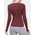 thumbnail image 3 of BALEAF Women's Long Sleeve Lightweight Yoga Running Sport Shirts Underscrub with Thumb Holes Black S Wine XL, 3 of 7
