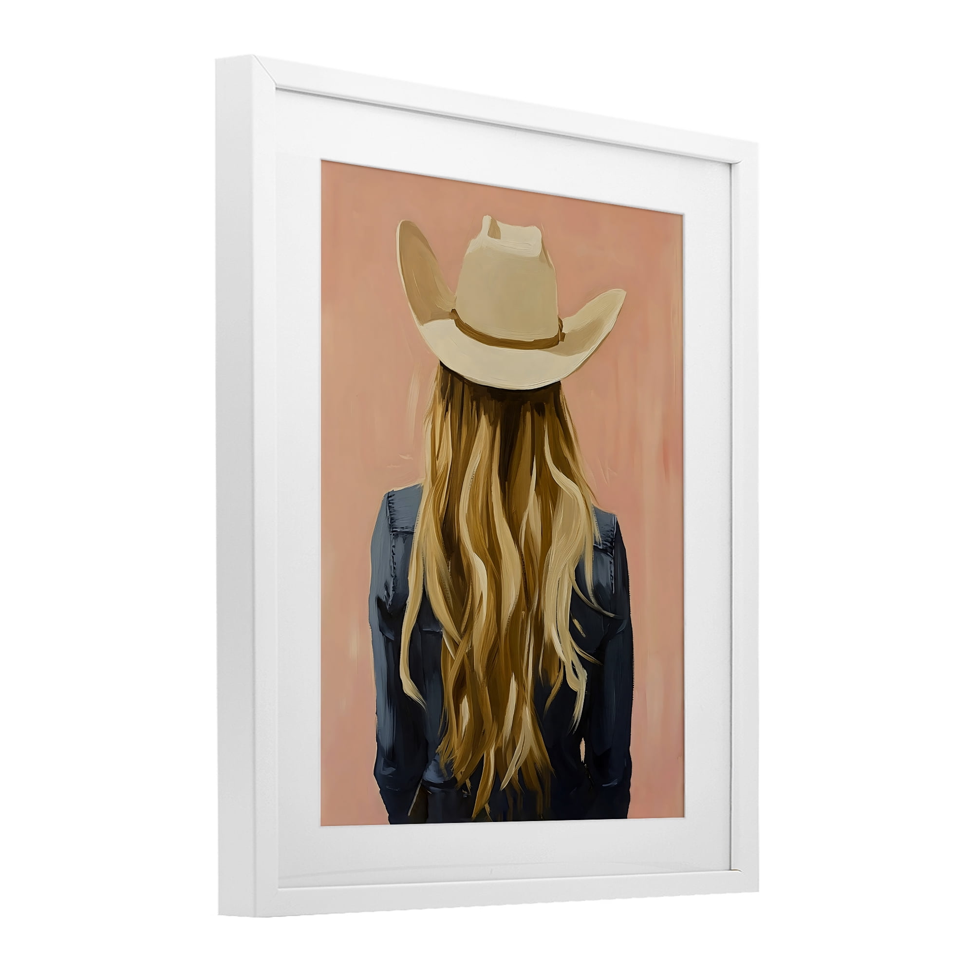 Stupell Industries Blonde Cowgirl Back View White Framed Print Under Glass, design by The Prints Vibe