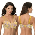 thumbnail image 5 of Curve Muse Plus Size Minimizer Underwire Bra with Floral and leopard Print-2pack-YELLOW,MAUVE/YELLOW (Size:46B), 5 of 7