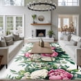 thumbnail image 3 of Spring Flower Large Area Rugs 5x8 ft Watercolor Retro White Pink Floral Green Leaf Plant Washable Rug Non Slip Indoor Carpet Absorbent Floor Mat for Living Room Bedroom Dining Room, 3 of 9