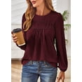 thumbnail image 3 of Corabera Red Blouses for Women Dressy Casual Swiss Dots Flowy Tops for Women Crewneck Smocked Long Sleeve Boho Tunic Tops M, 3 of 7