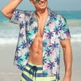 thumbnail image 5 of Lsque Palm Leaves pattern Hawaiian Shirt for Men, Unisex Summer Beach Casual Short Sleeve Button Down Shirts-Large, 5 of 9