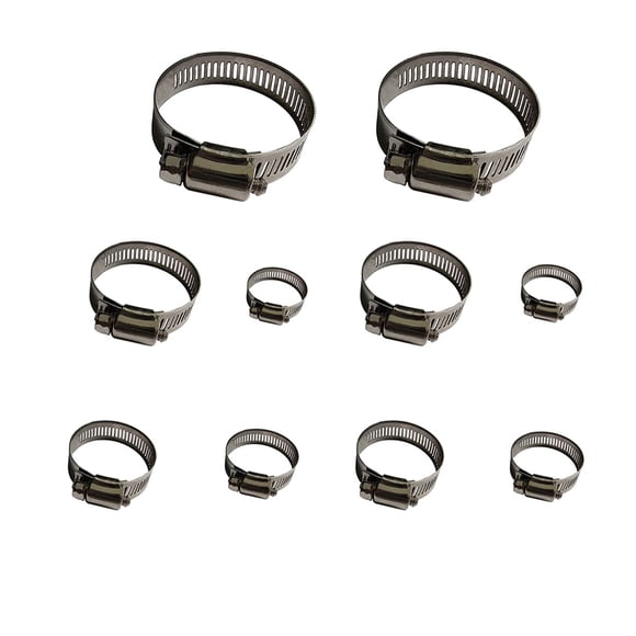 Abrazadera de manguera, paquete de 10 abrazaderas de manguera de engranaje helicoidal de rango ajustable de acero inoxidable 304 de 6-51 mm Abrazaderas de manguera de combustible para tuberías de auto