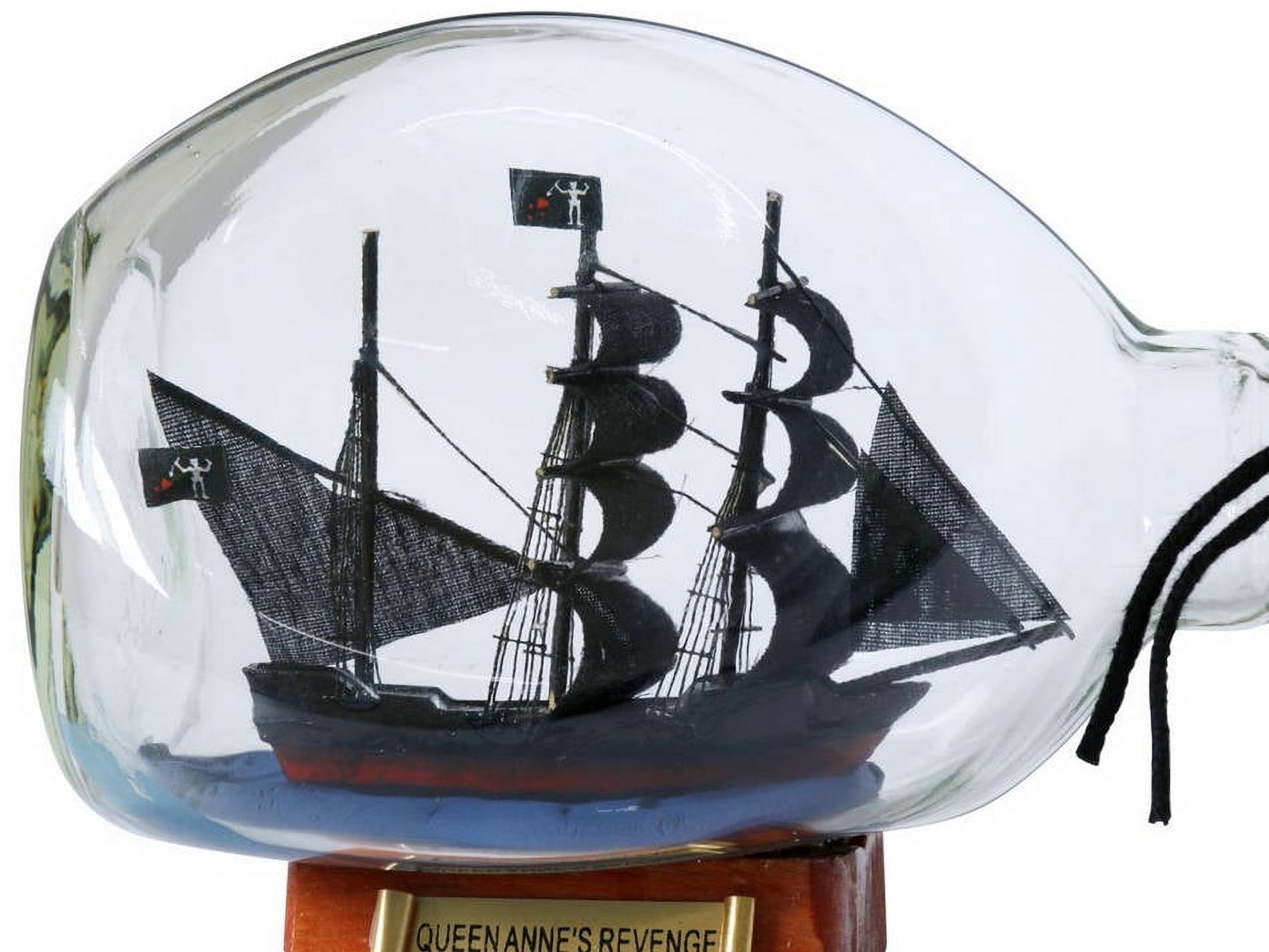 Handcrafted Model Ships  Blackbeards Queen Annes Revenge Pirate Ship in a Bottle 7 in. Ships In A Bottle Decorative Accent - image 3 of 3