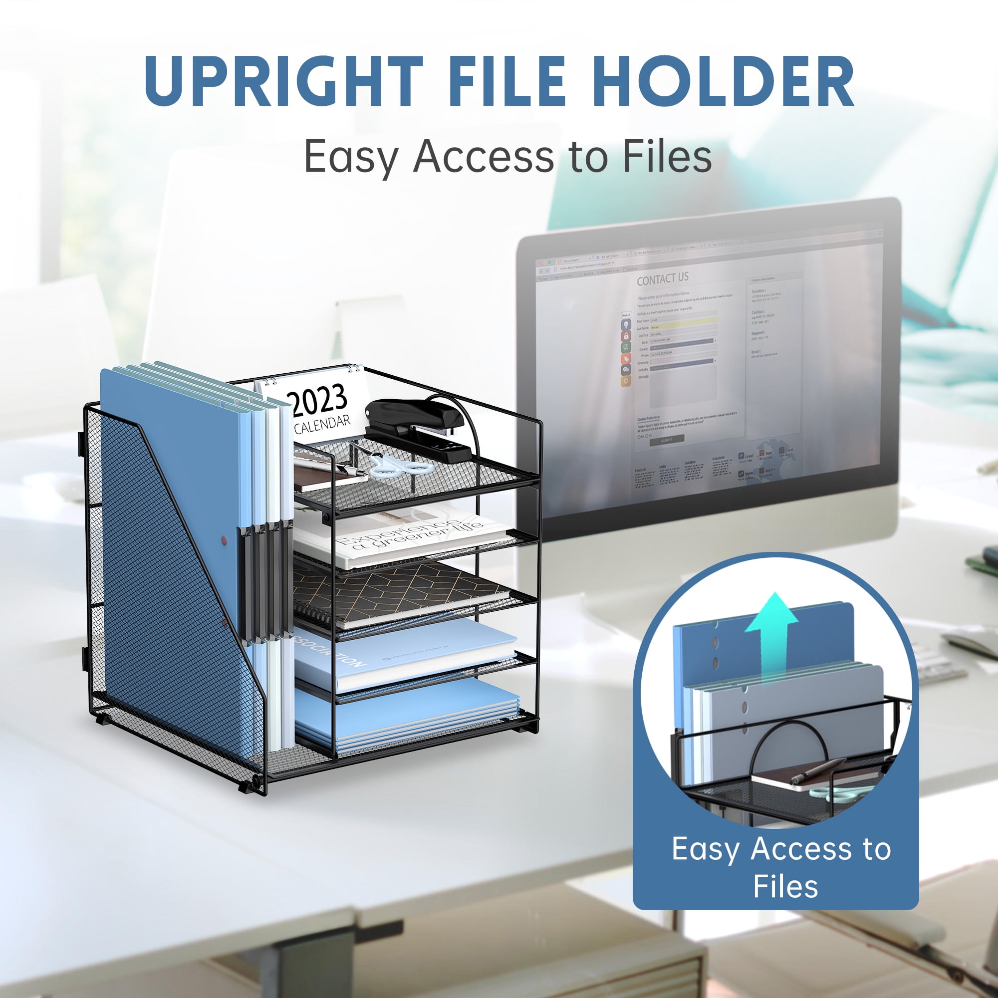INTIGE 5-Tier Desk Organizer with File Holder, Letter Tray Paper Organizer, 1 Pcs