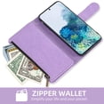 thumbnail image 6 of Compatible with Samsung Galaxy S20 5G 6.2 inch Wallet Phone Case and Tempered Glass Screen Protector Flower Faux Leather Flip Credit Card Holder Stand Zipper Cell Cover for S 20 20S UW Women Purple, 6 of 9
